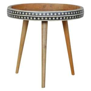 Ouzel Wooden Nordic Style End Table In Bone Inlay And Oak - UK