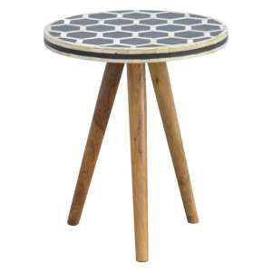 Ouzo Wooden Side Table In Bone Inlay - UK