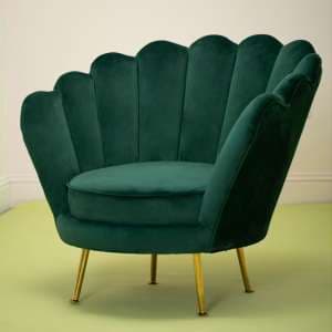 Ovaley Upholstered Velvet Accent Chair In Deep Green - UK