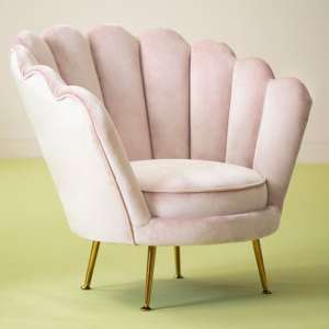 Ovaley Upholstered Velvet Accent Chair In Plush Pink - UK