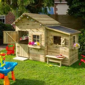 Oxer Wooden Club House Kids Playhouse In Natural Timber