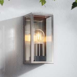 Oxford Clear Glass Panels Wall Light In Brushed Stainless Steel - UK