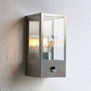 Oxford PIR Clear Glass Panels Wall Light In Stainless Steel - UK