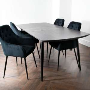 Onamia Wooden Extending Dining Table With 4 Chairs In Grey Oak