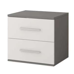 Oxnard Wooden Bedside Cabinet With 2 Drawers In Matt Grey - UK