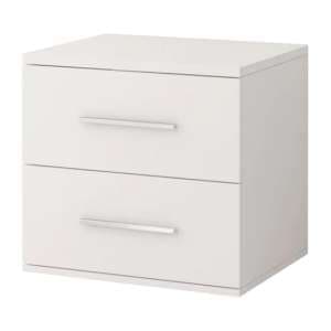 Oxnard Wooden Bedside Cabinet With 2 Drawers In Matt White - UK
