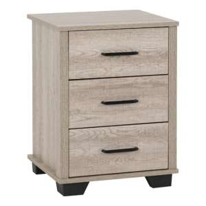 Oxnard Wooden Bedside Cabinet With 3 Drawers In Light Oak - UK