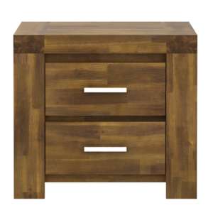 Pacay Wooden Bedside Cabinet With 2 Drawers In Brush Effect - UK