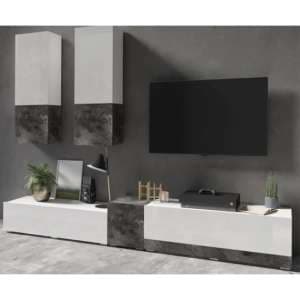 Pacific High Gloss Entertainment Unit In White And Slate - UK