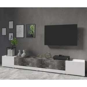 Pacific High Gloss TV Stand With 3 Doors In White And Slate - UK