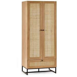 Pabla Wooden Wardrobe With 2 Doors 1 Drawer In Oak - UK