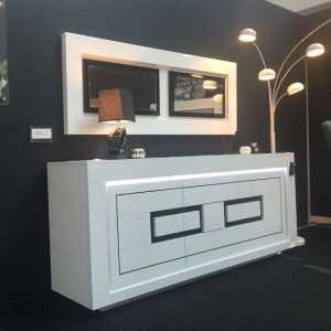 Padua Wooden LED Sideboard In High Gloss White And Black