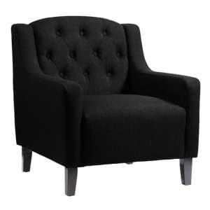 Paget Fabric Armchair With Wooden Legs In Black - UK