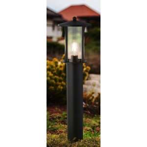 Pagoda Outdoor Post Light In Black With Clear Glass
