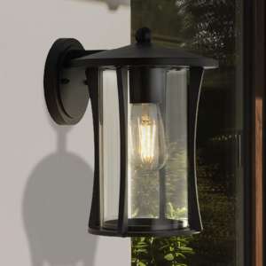 Pagoda Outdoor Wall Light In Black With Clear Glass