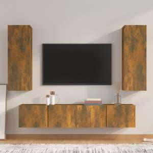 Paidi Wooden Living Room Furniture Set In Smoked Oak