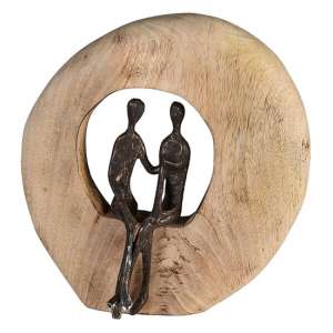 Pair Aluminium Sculpture In Anthracite With Natural Wooden Frame - UK