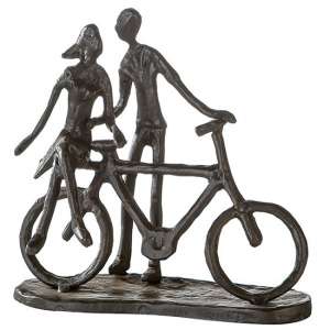Pair On Bike Iron Design Sculpture In Burnished Bronze