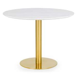 Pahana Round Wooden Dining Table In White Marble Effect