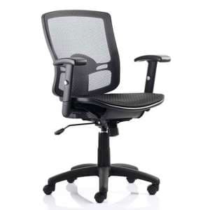Palma Task Back Black Office Chair In Black With Arms - UK