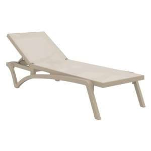 Palmont Synthetic Fabric Sun Lounger In Taupe