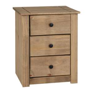 Prinsburg Wooden 3 Drawers Bedside Cabinet In Natural Wax - UK
