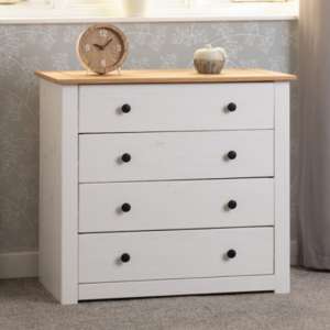 Pavia Chest Of 4 Drawers In White And Natural Wax - UK