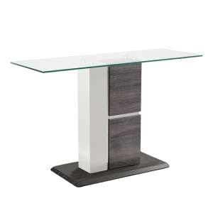 Panama Glass Console Table With Dark Grey Wooden Base - UK