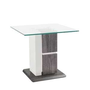 Panama Glass End Table With Dark Grey Wooden Base