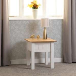 Pavia Lamp Table In White And Natural Wax - UK