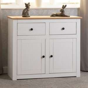 Pavia Sideboard 2 Doors 2 Drawers In White And Natural Wax - UK