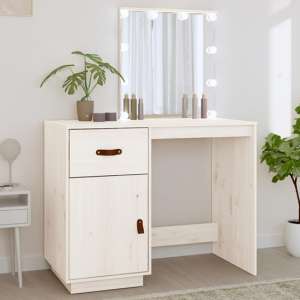 Panas Pinewood Dressing Table In White With LED Lights