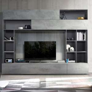 Pandora Large Entertainment Unit In Oxide And Cement Effect