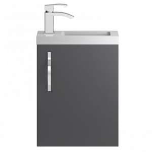 Paola 40cm Wall Vanity With Compact Basin In Gloss Grey