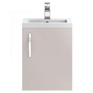Paola 40cm Wall Hung Vanity Unit With Basin In Gloss Cashmere