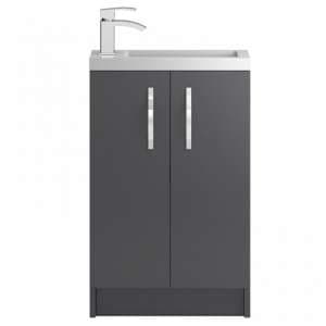 Paola 50cm Floor Vanity With Compact Basin In Gloss Grey