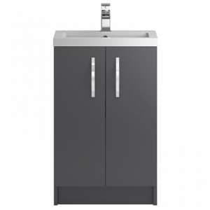 Paola 50cm Floor Vanity Unit With Basin In Gloss Grey