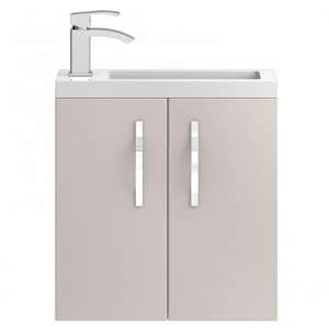 Paola 50cm Wall Vanity With Compact Basin In Gloss Cashmere