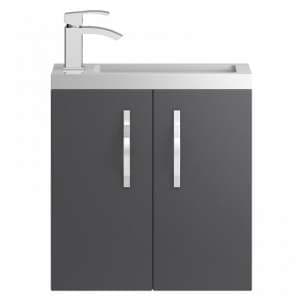 Paola 50cm Wall Vanity With Compact Basin In Gloss Grey