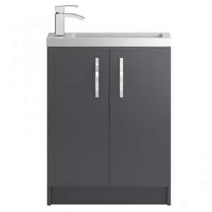 Paola 60cm Floor Vanity With Compact Basin In Gloss Grey