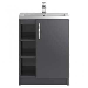 Paola 60cm 1 Door Floor Vanity Unit With Basin In Gloss Grey