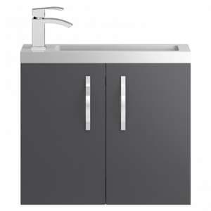 Paola 60cm Wall Vanity With Compact Basin In Gloss Grey