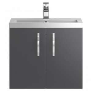 Paola 60cm Wall Hung Vanity Unit With Basin In Gloss Grey