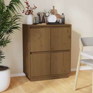 Paolo Pinewood Sideboard With 4 Doors In Honey Brown - UK