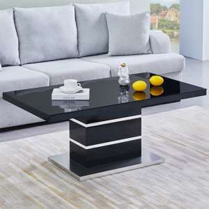 Parini High Gloss Coffee Table In Black With Glass Top