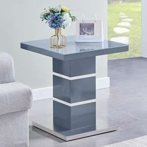 Parini High Gloss Lamp Table In Grey With Glass Top