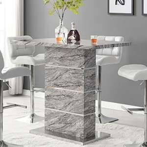 Parini High Gloss Bar Table Rectangular In Melange Marble Effect - UK