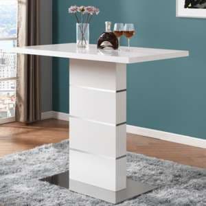 Parini High Gloss Bar Table Rectangular In White