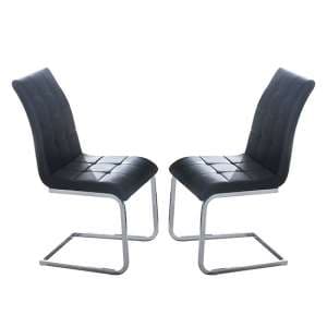 Paris Black Faux Leather Dining Chairs In Pair - UK