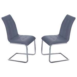 Paris Grey Faux Leather Dining Chairs In Pair - UK